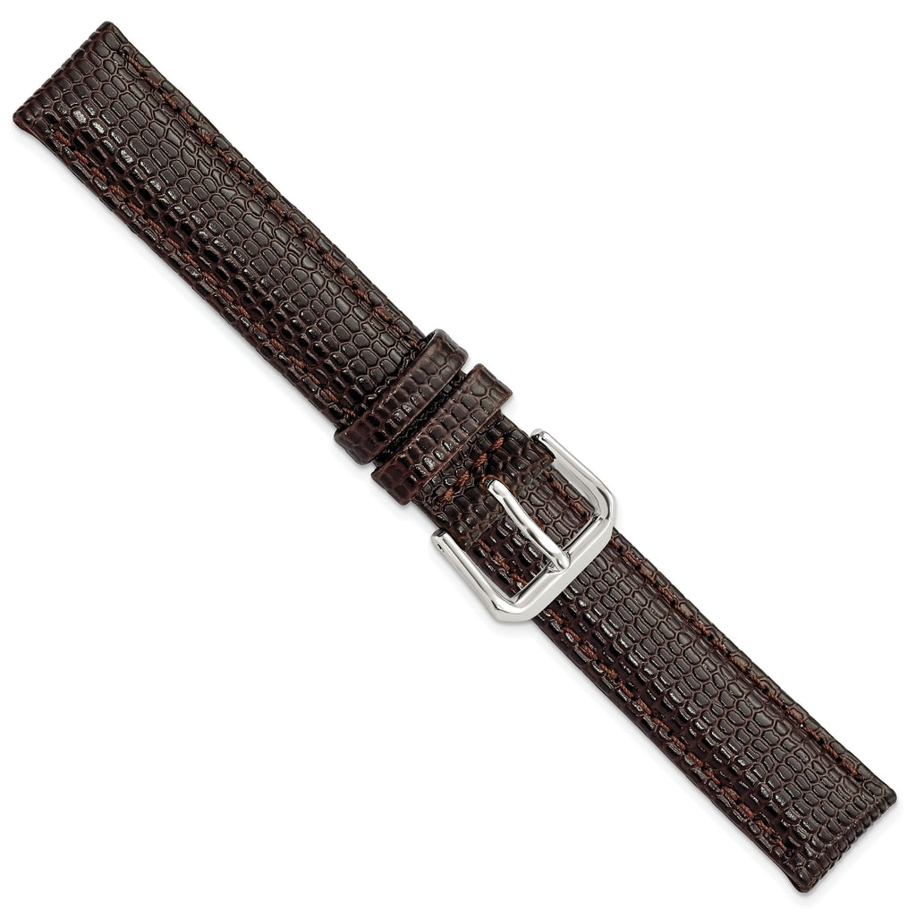 Dark Brown Lizard-Grain Watch Band in Leather - Sophia Jewelers