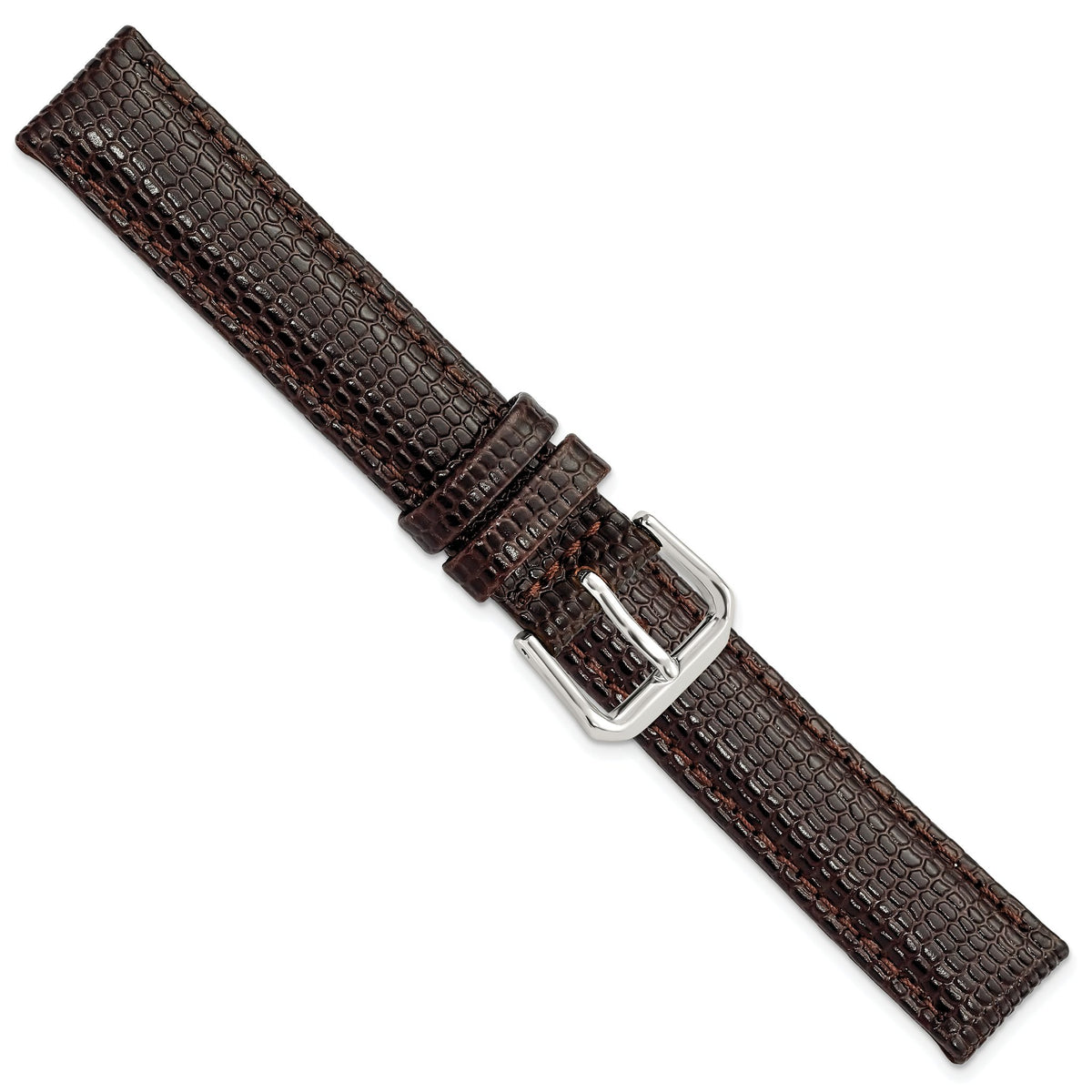 Dark Brown Lizard-Grain Watch Band in Leather - Sophia Jewelers