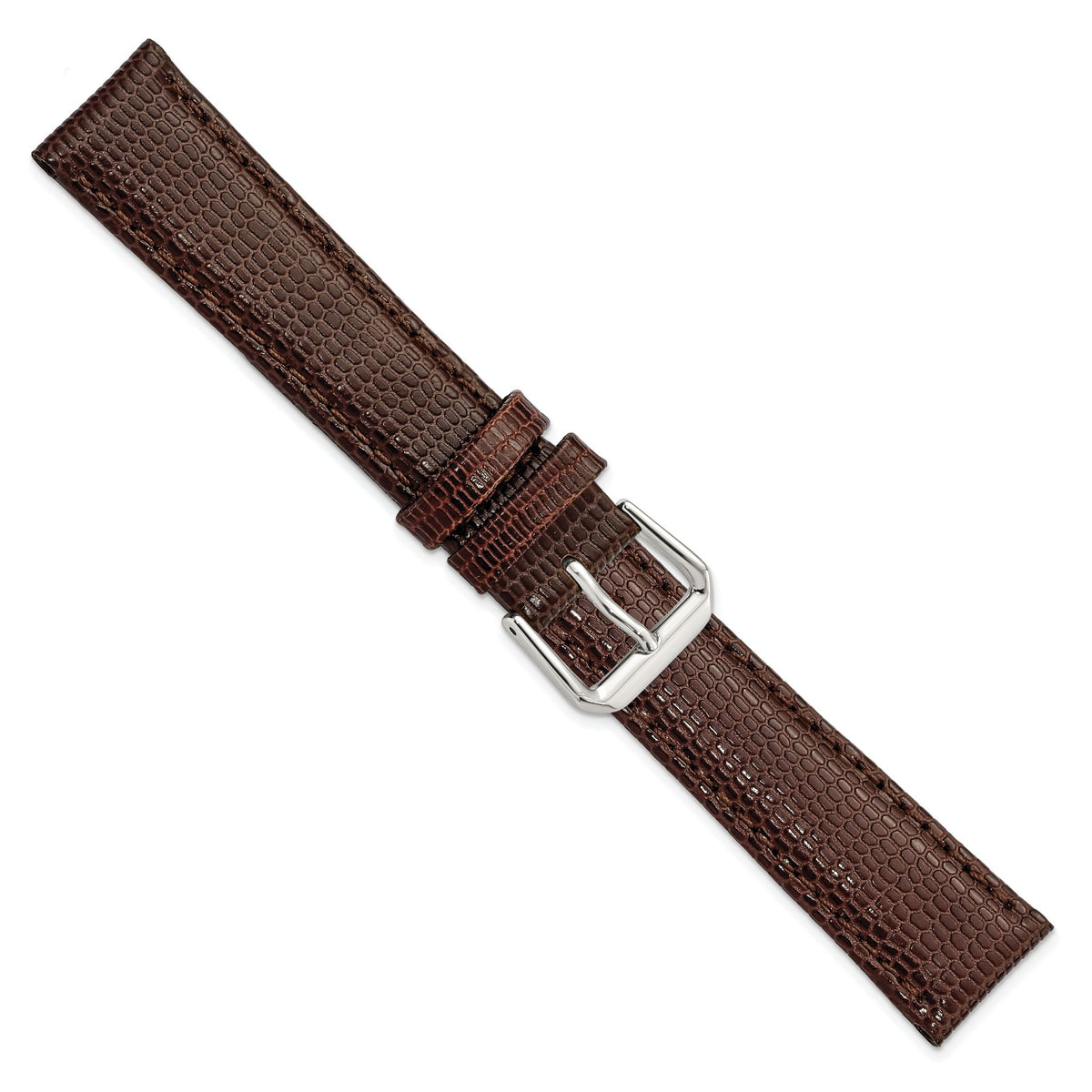 Dark Brown Lizard-Grain Watch Band in Leather - Sophia Jewelers