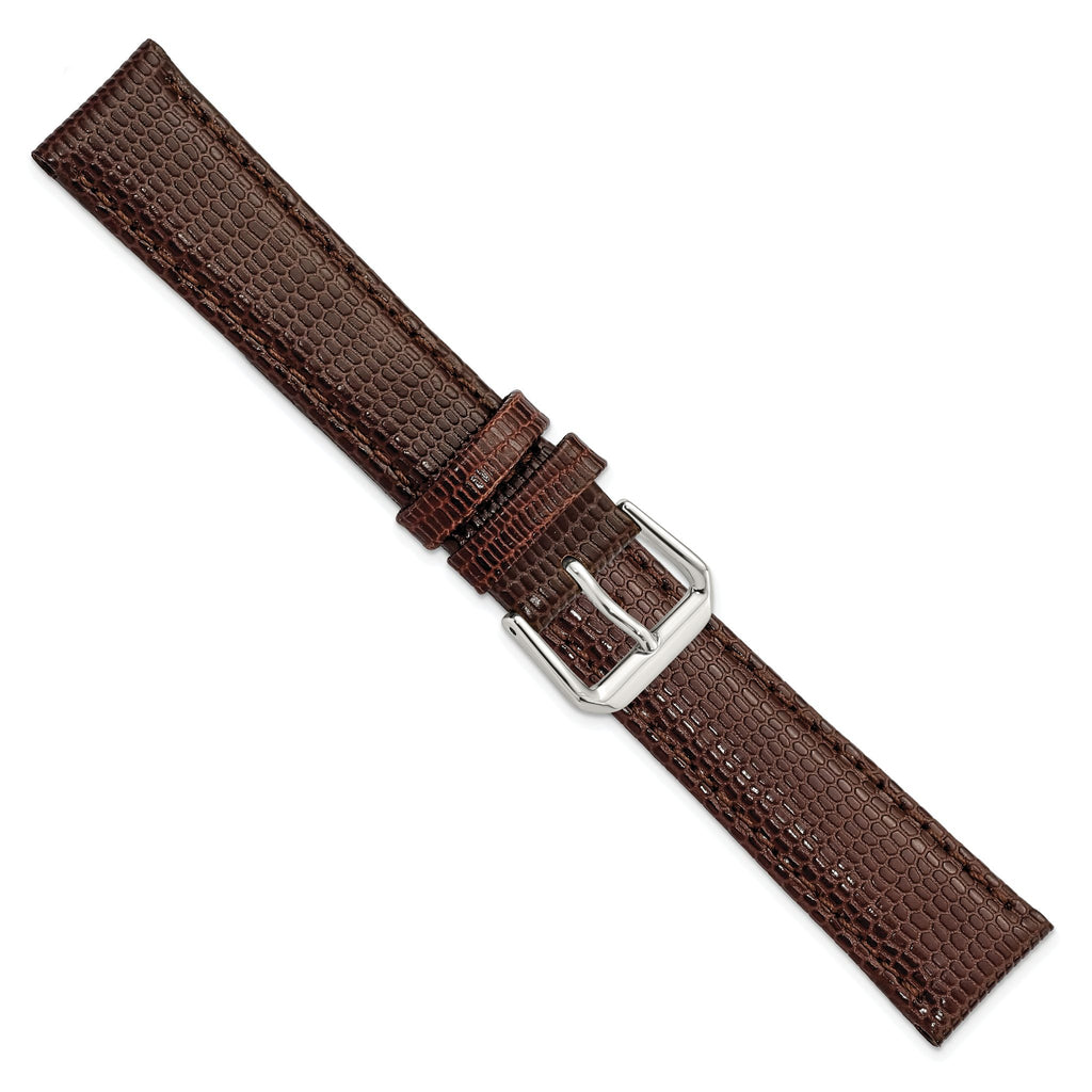 Dark Brown Lizard-Grain Watch Band in Leather - Sophia Jewelers