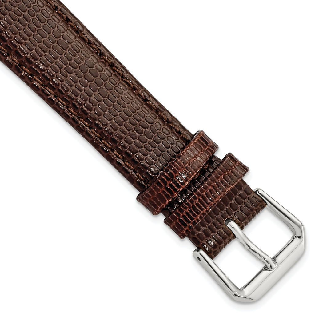 Lizard Grain Watch Band in Dark Brown Leather, 16mm
