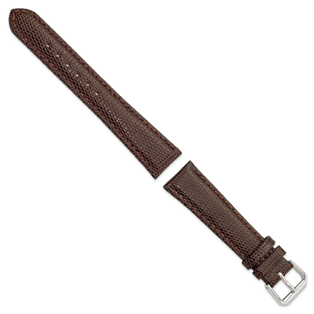 Dark Brown Lizard-Grain Watch Band in Leather - Sophia Jewelers