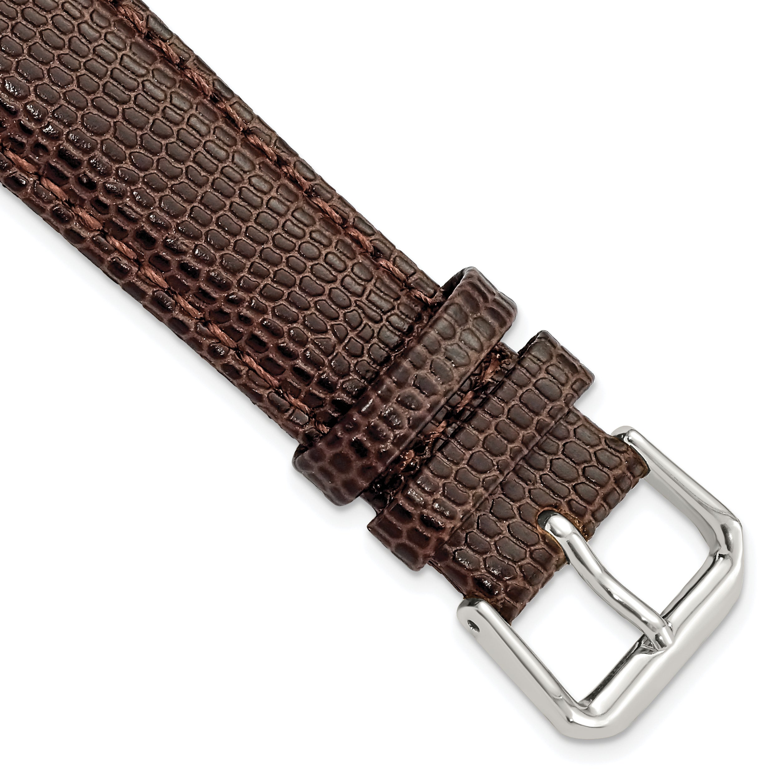 Lizard Grain Watch Band in Dark Brown Leather, 16mm