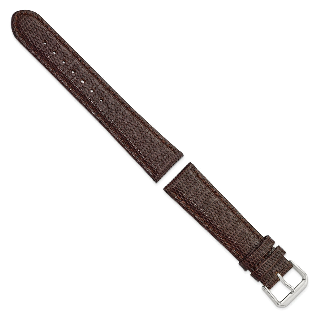 Lizard Grain Leather Watch Band in Brown, 16mm - Sophia Jewelers