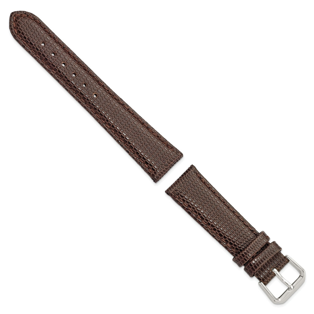 Lizard Grain Leather Watch Band in Brown, 16mm - Sophia Jewelers