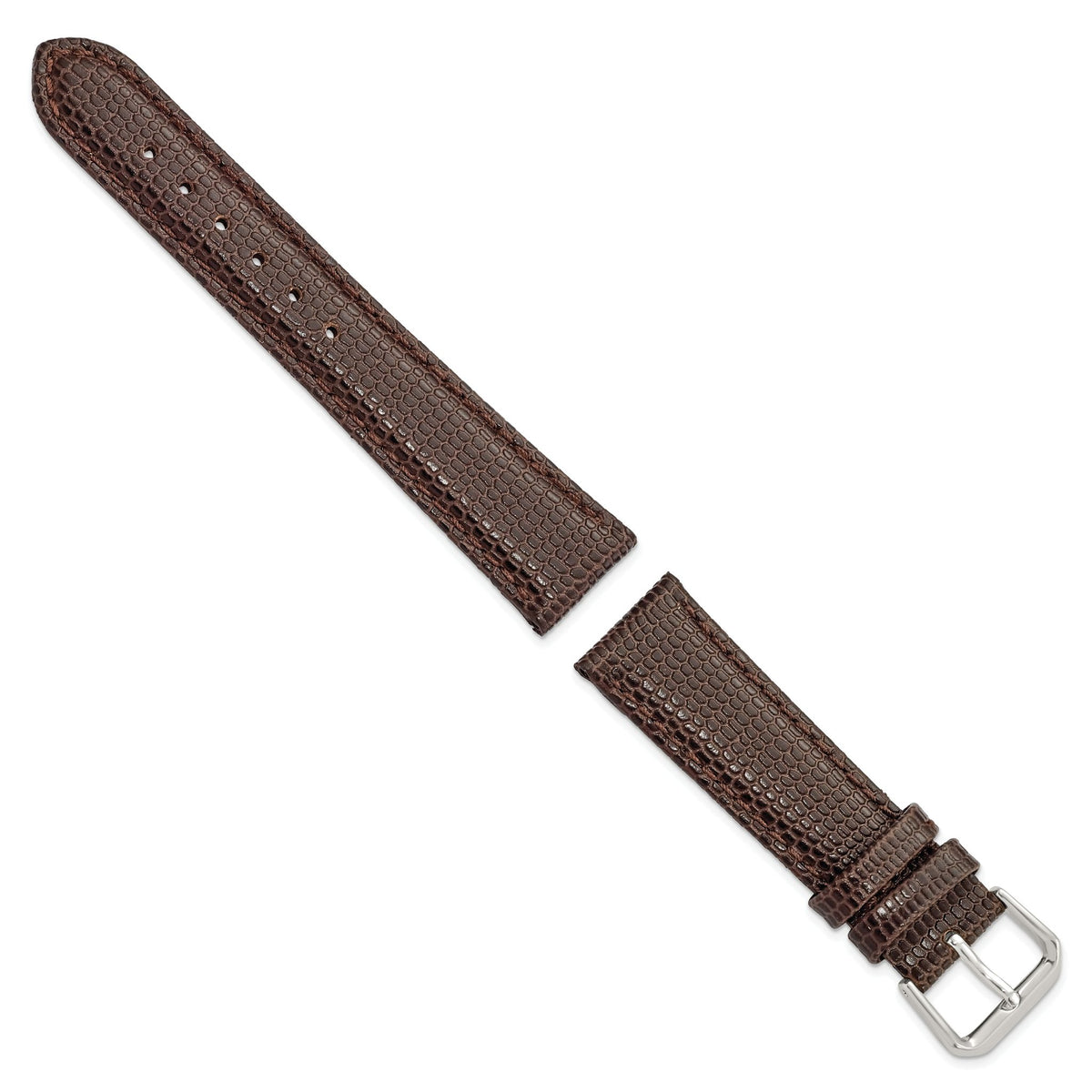 Lizard Grain Leather Watch Band in Brown, 16mm - Sophia Jewelers