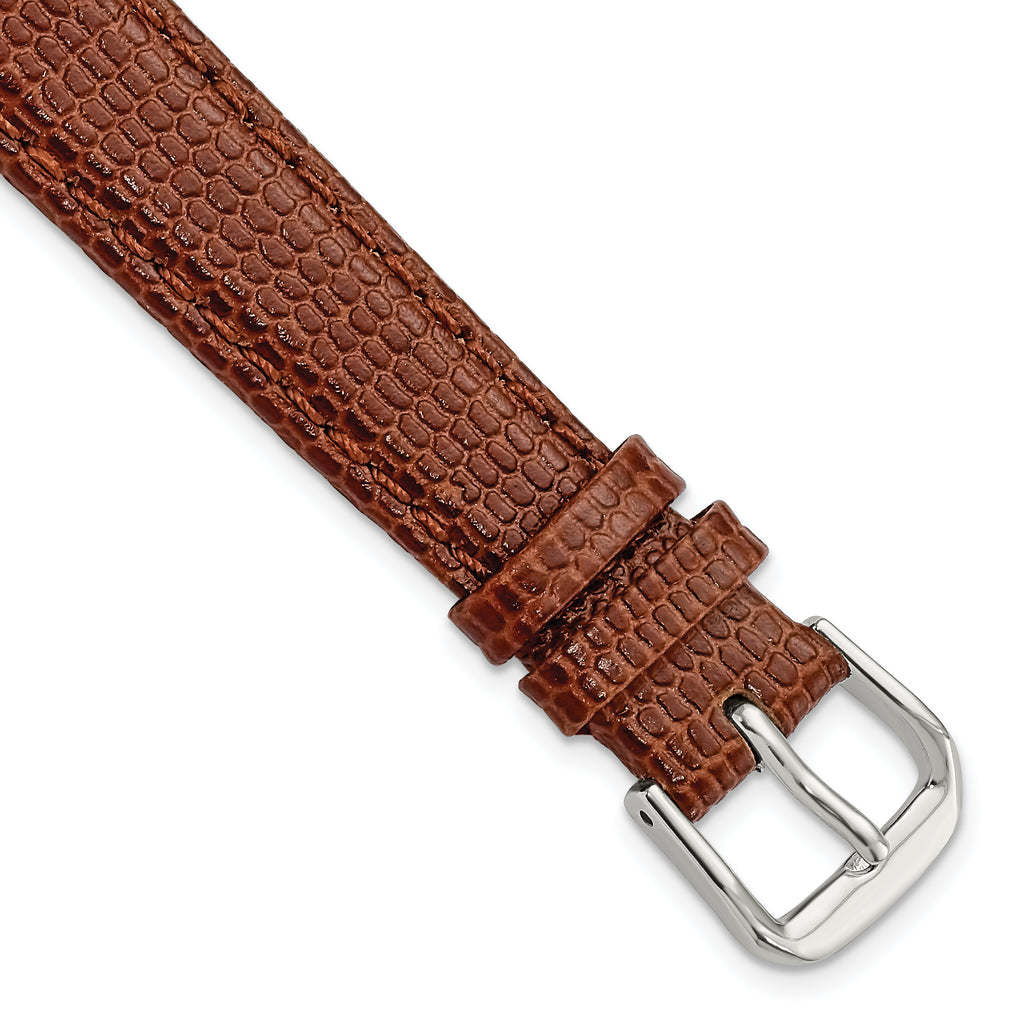Havana Lizard-Grain Leather Watch Band, 15mm