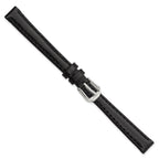 10mm Black Leather with Silver-tone Buckle 6.75 inch Watch Band