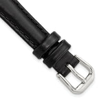 Black Leather Watch Band with Silver-Tone Buckle, 19mm