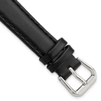 Black Leather Watch Band with Silver-Tone Buckle, 19mm
