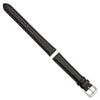 Black Leather Watch Band with Silver-Tone Buckle, 19mm - Sophia Jewelers