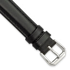 Black Leather Watch Band with Silver-Tone Buckle, 19mm
