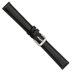Black Leather Watch Band with Silver-Tone Buckle, 19mm - Sophia Jewelers