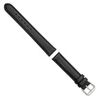 Black Leather Watch Band with Silver-Tone Buckle, 19mm - Sophia Jewelers