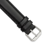 Black Leather Watch Band with Silver-Tone Buckle, 19mm