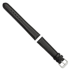 Black Leather Watch Band with Silver-Tone Buckle, 19mm - Sophia Jewelers