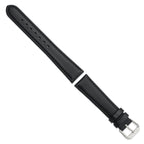 Black Leather Watch Band with Silver-Tone Buckle, 19mm - Sophia Jewelers