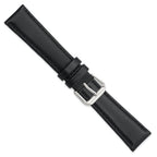 Black Leather Watch Band with Silver-Tone Buckle, 19mm - Sophia Jewelers