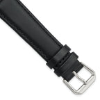 Black Leather Watch Band with Silver-Tone Buckle, 19mm