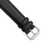 Black Leather Watch Band with Silver-Tone Buckle, 19mm