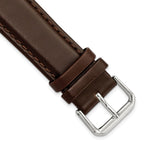 Dark Brown Leather Watch Band with Silver-Tone Buckle, 12mm