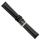 Oil-Tanned Watch Band in Leather with White Stitching Black - Sophia Jewelers