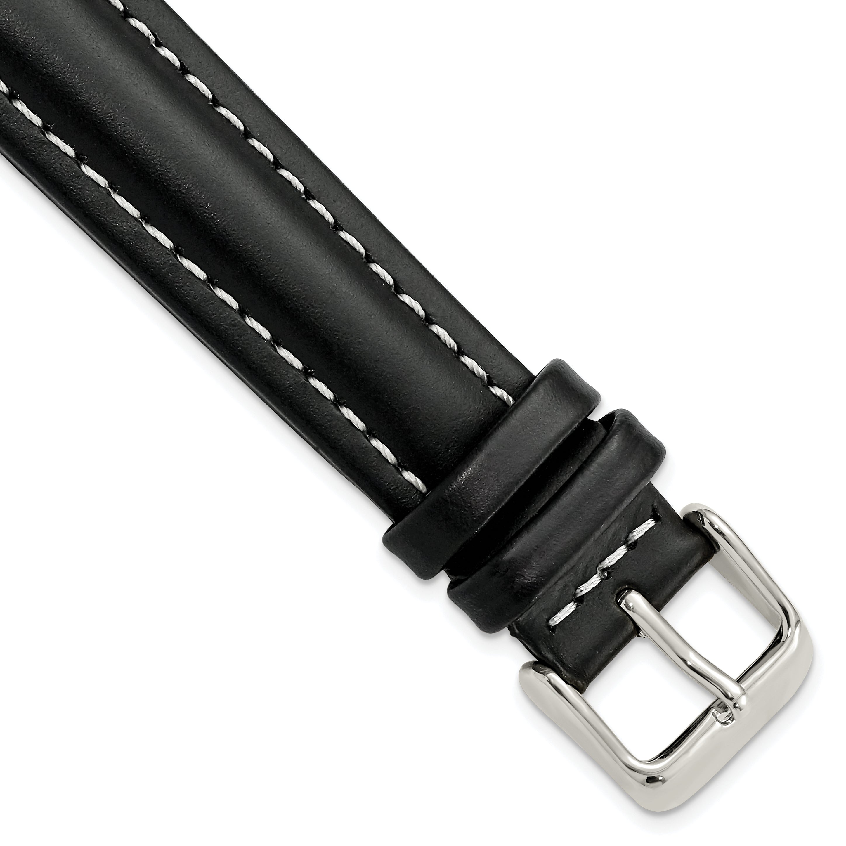Oil-Tanned Leather Watch Band in Black, 16mm