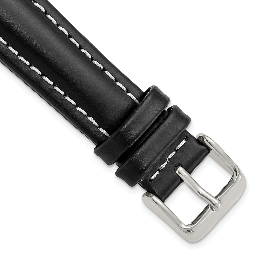 Oil-Tanned Leather Watch Band in Black, 16mm