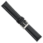 Oil-Tanned Watch Band in Leather with White Stitching Black - Sophia Jewelers