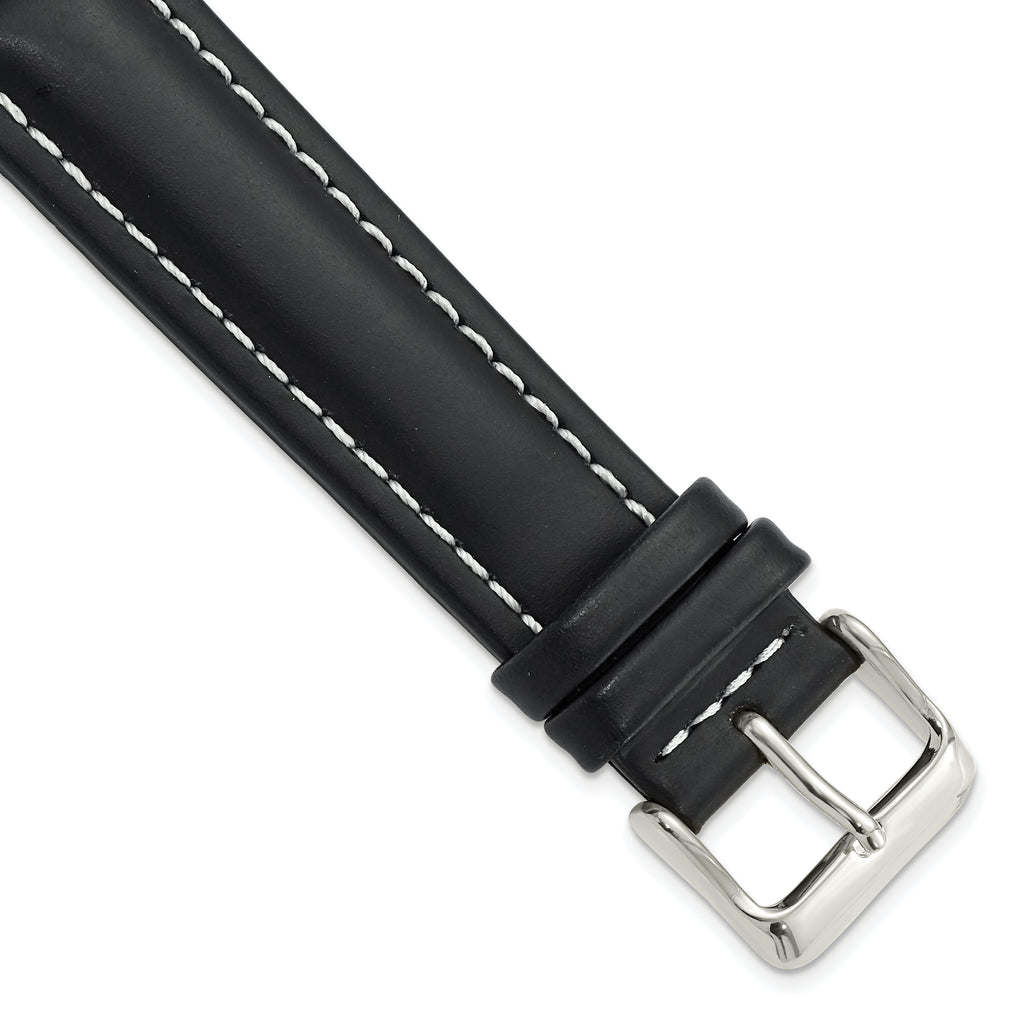 Oil-Tanned Leather Watch Band in Black, 16mm