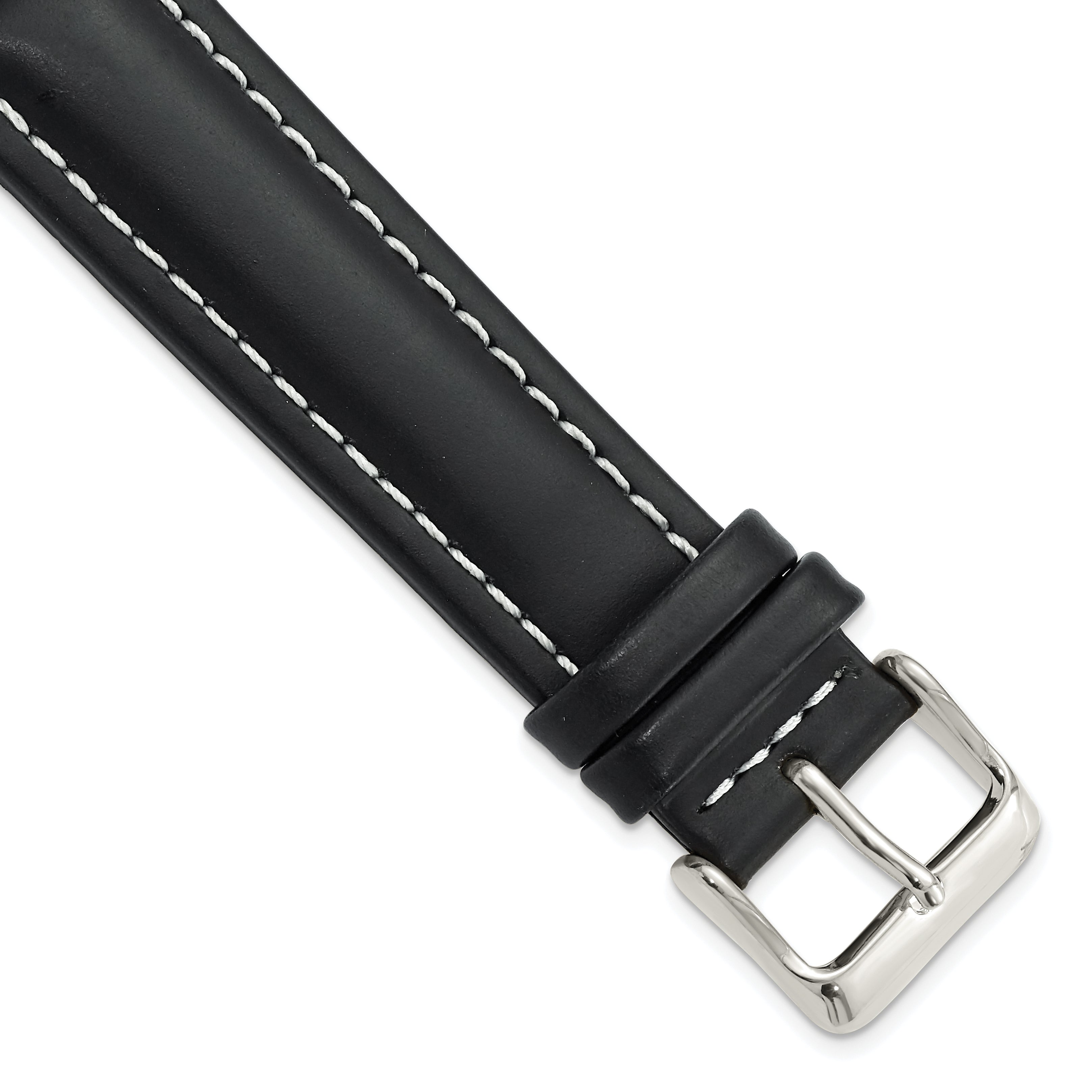 Oil-Tanned Leather Watch Band in Black, 16mm