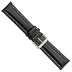 Oil-Tanned Watch Band in Leather with White Stitching Black - Sophia Jewelers
