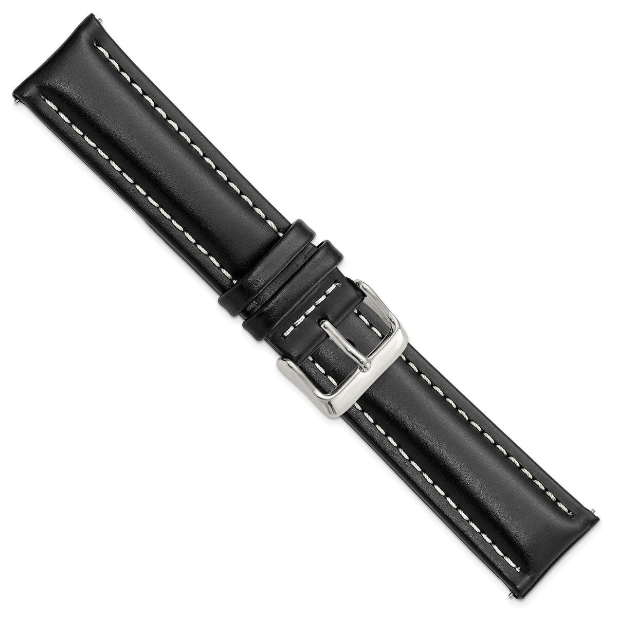 Oil-Tanned Watch Band in Leather with White Stitching Black - Sophia Jewelers