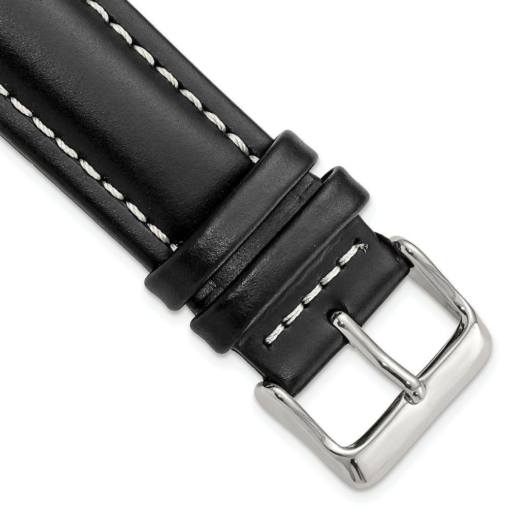 Oil-Tanned Leather Watch Band in Black, 16mm
