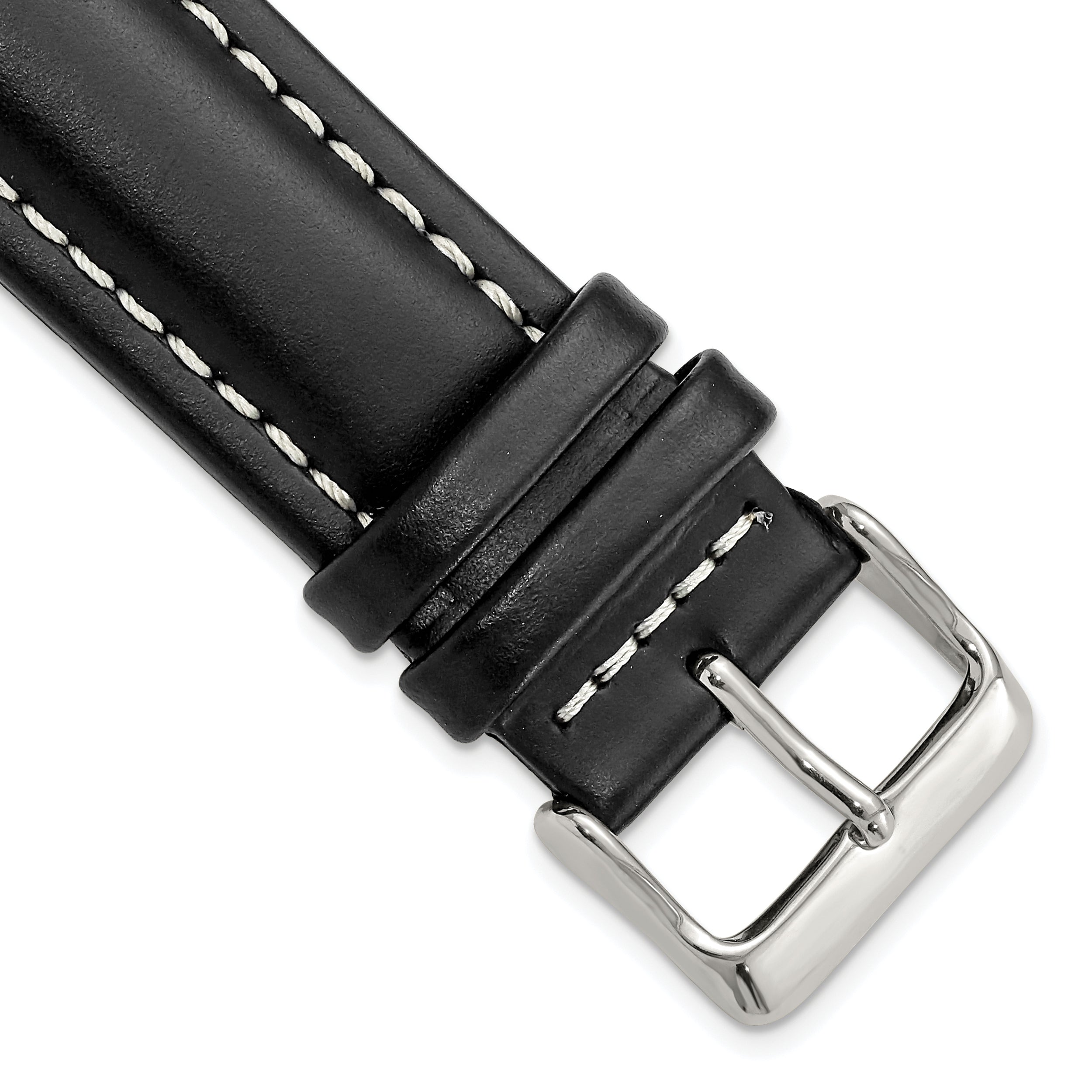 Oil-Tanned Leather Watch Band in Black, 16mm