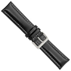 Oil-Tanned Watch Band in Leather with White Stitching Black - Sophia Jewelers