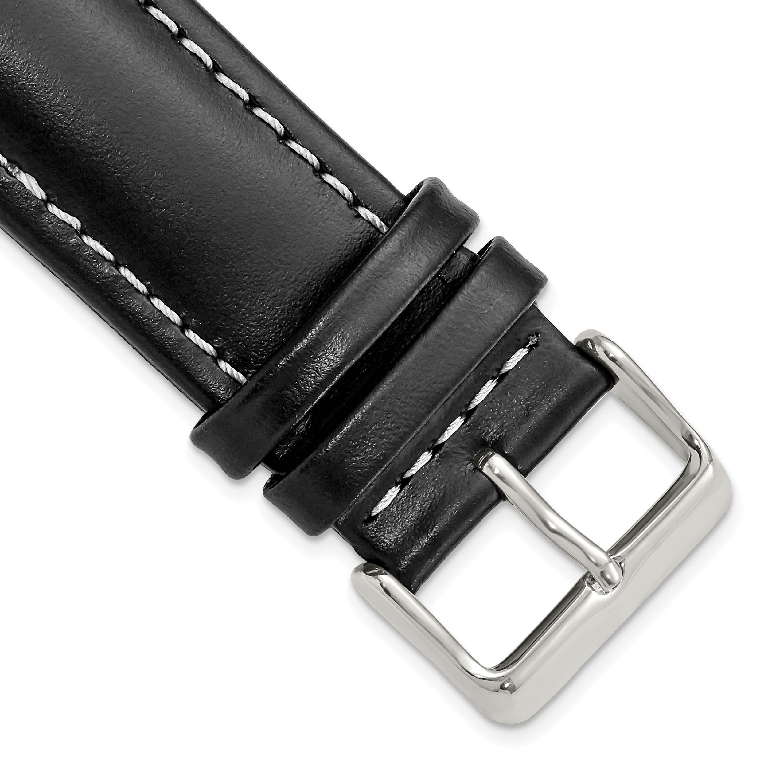 Oil-Tanned Leather Watch Band in Black, 16mm