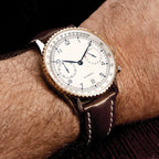 18mm Long Dark Brown Oil-tanned Leather with White Stitching and Silver-tone Buckle 8.25 inch Watch Band