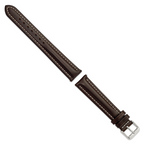 18mm Long Dark Brown Oil-tanned Leather with White Stitching and Silver-tone Buckle 8.25 inch Watch Band