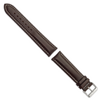 Brown Genuine Leather Watch Band with White Stitching and Silver-Tone Buckle 22mm