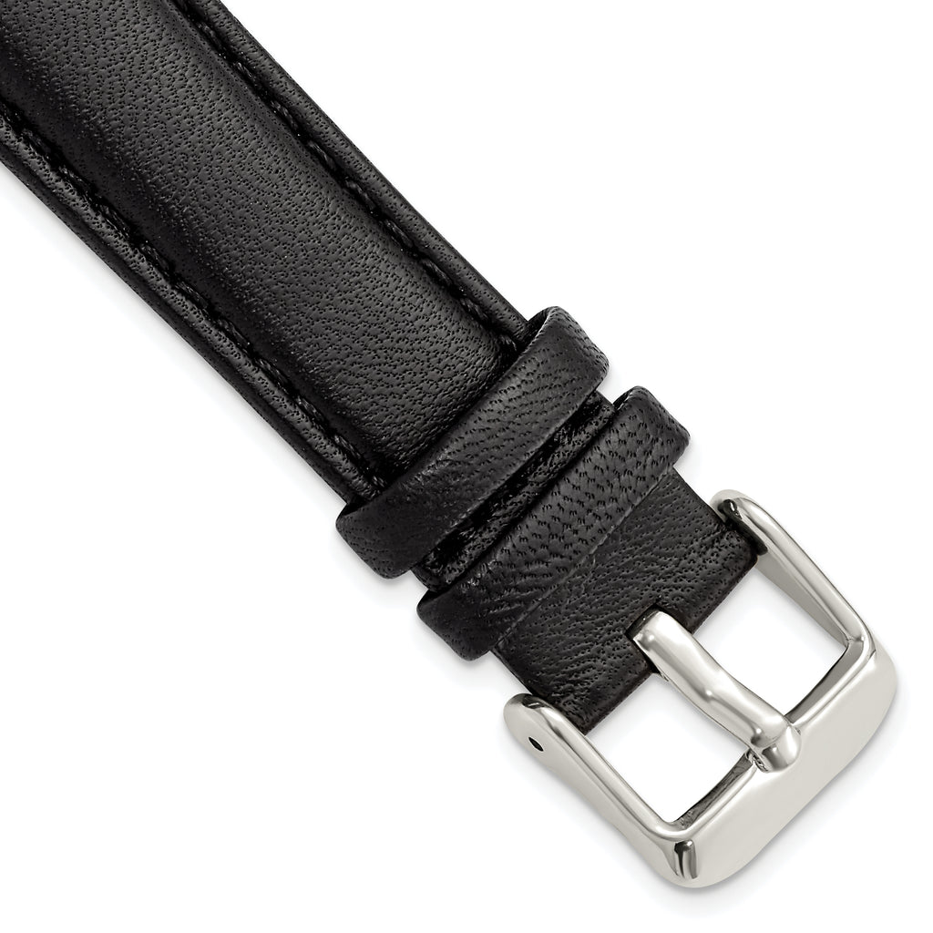 Black Glove Leather Watch Band in 24mm with Panerai-Style Buckle