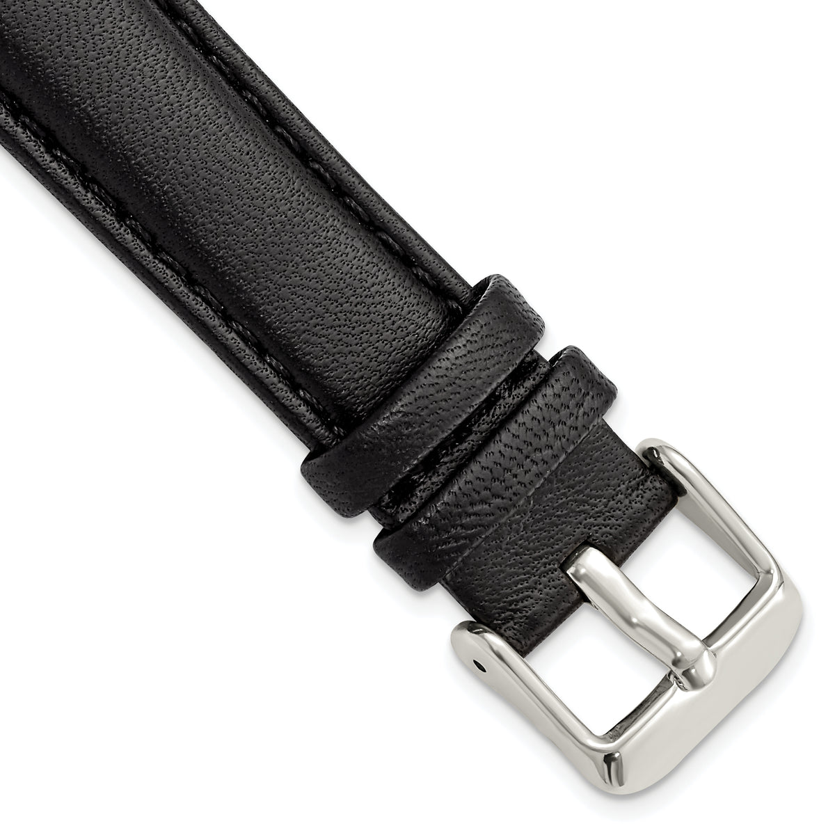 14mm Black Glove Leather with Silver-tone Panerai Style Buckle 6.75 inch Watch Band