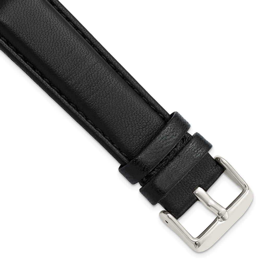 Black Glove Leather Watch Band in 24mm with Panerai-Style Buckle