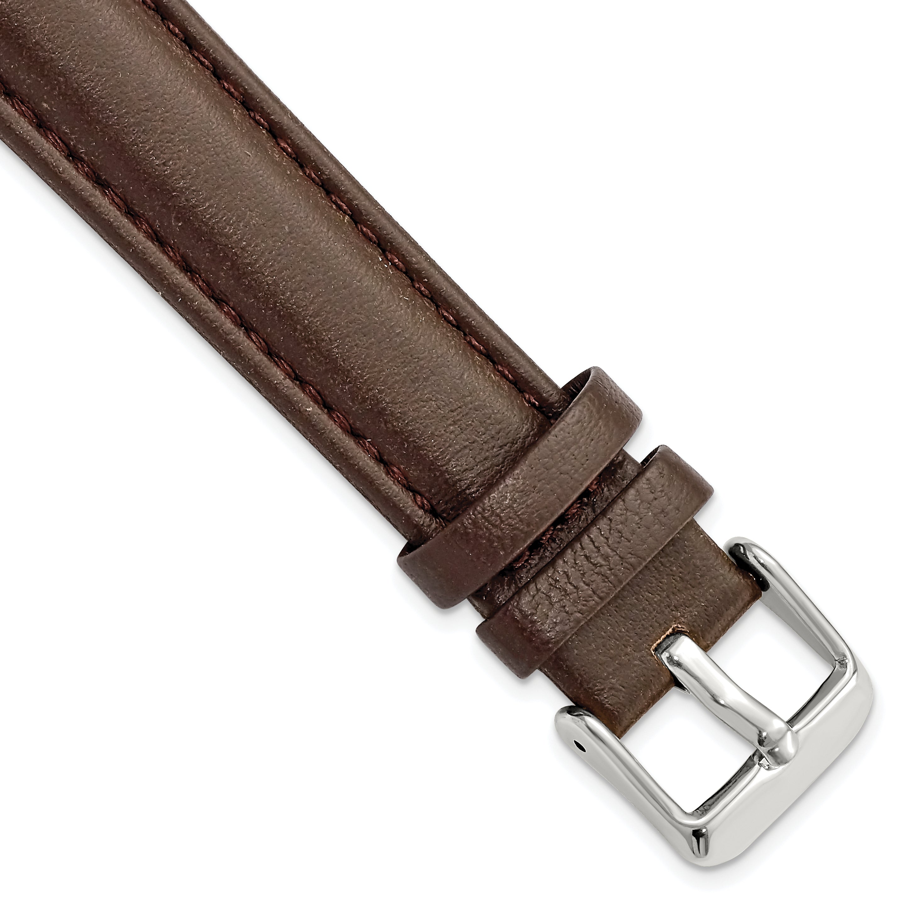 Glove Leather Watch Band in Dark Brown with Panerai-Style Buckle, 19mm