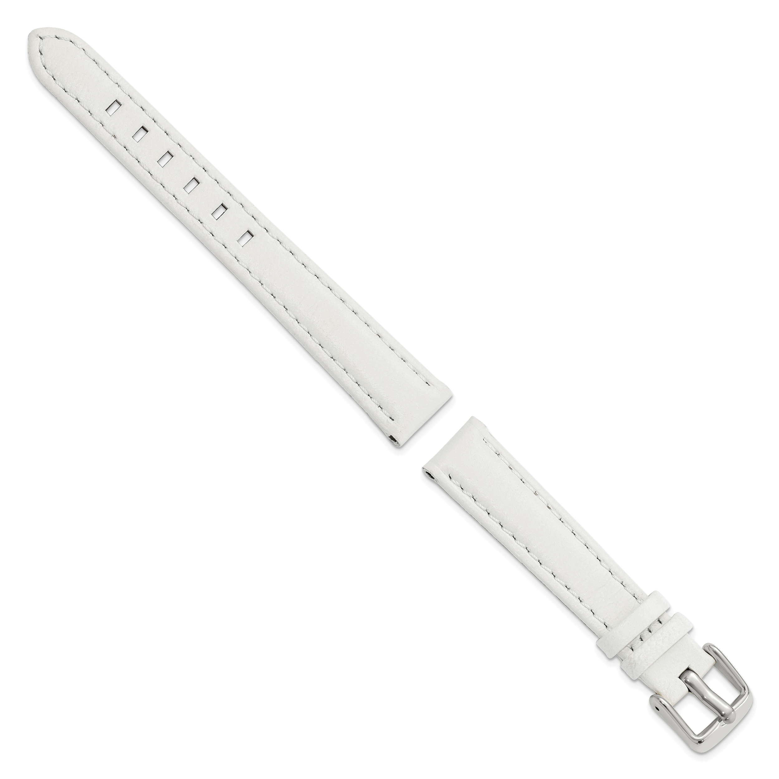 White Leather Watch Band with Panerai-Style Buckle, 18mm Secondary image