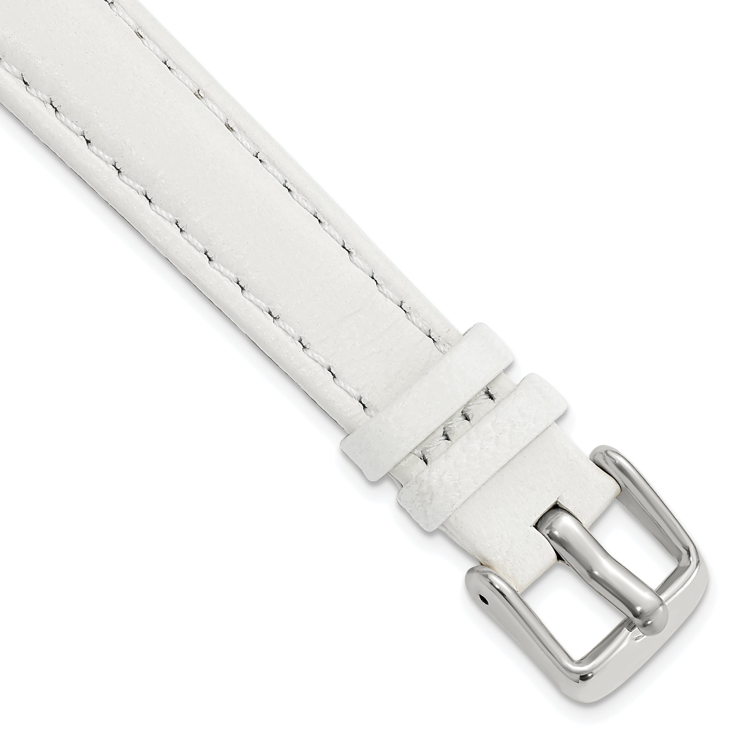 14mm White Glove Leather with Silver-tone Panerai Style Buckle 6.75 inch Watch Band Main image