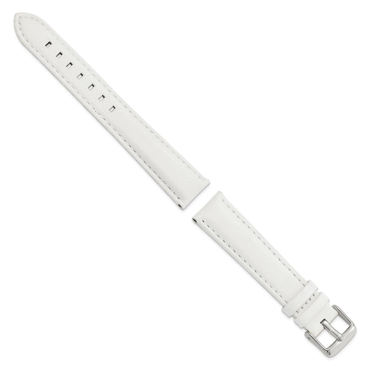 White Leather Watch Band with Panerai-Style Buckle, 18mm - Sophia Jewelers