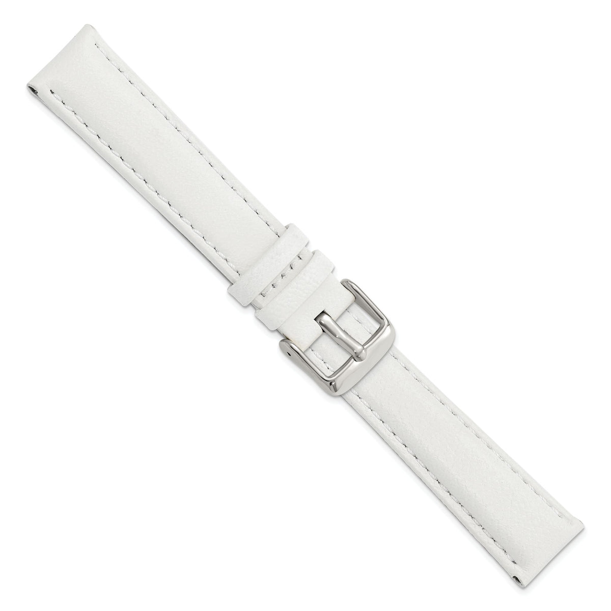 White Leather Watch Band with Panerai-Style Buckle, 18mm - Sophia Jewelers