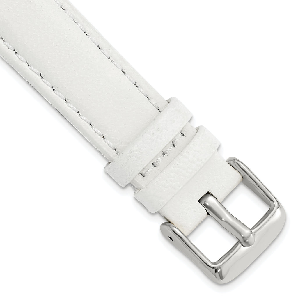 White Leather Watch Band with Panerai-Style Buckle, 18mm