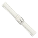 White Leather Watch Band with Panerai-Style Buckle, 18mm - Sophia Jewelers